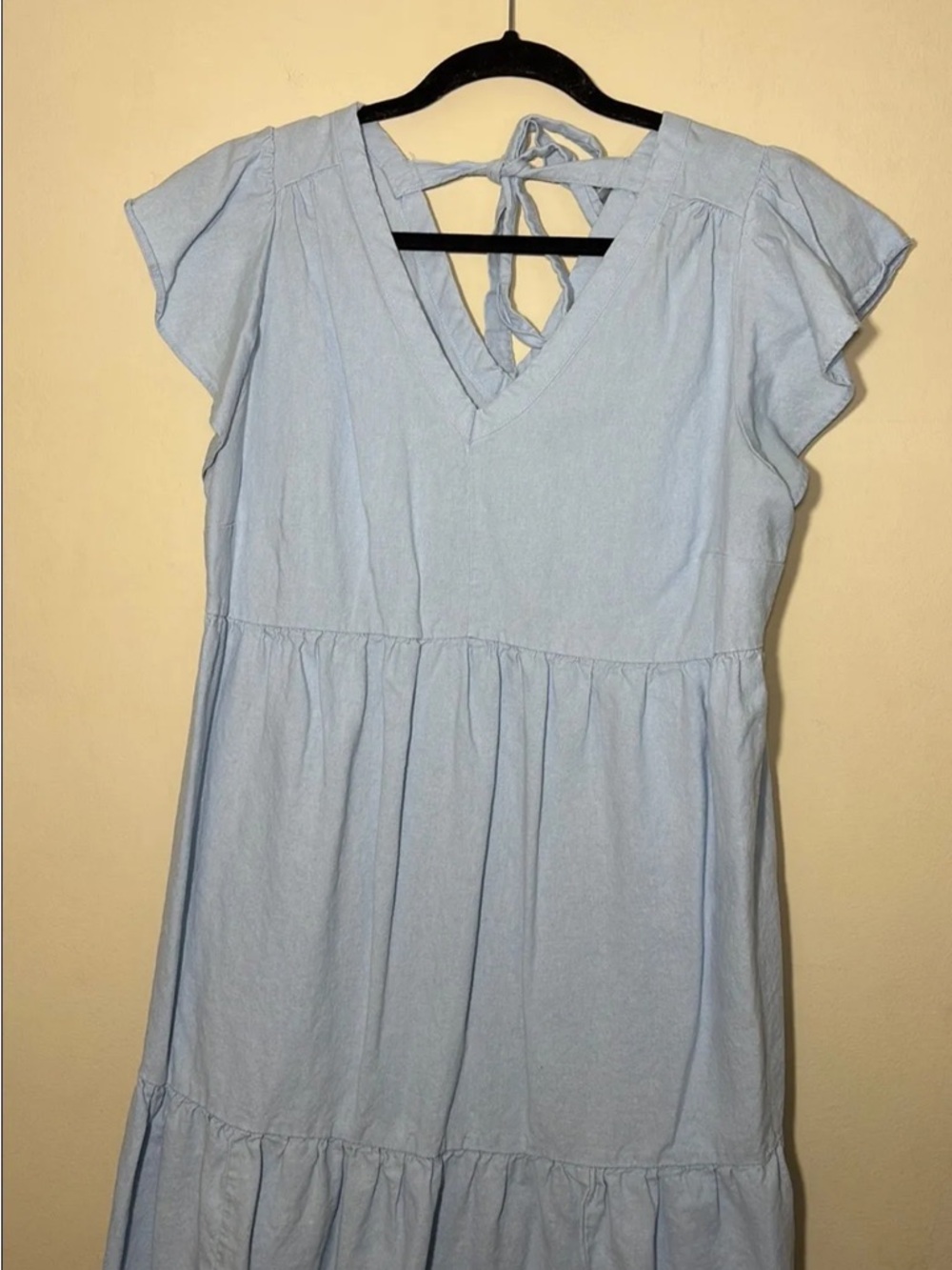 Isabel Maternity by Ingrid & Isabel Pale Blue Tiered V-Neck Maternity Dress